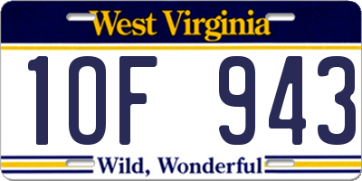 WV license plate 1OF943