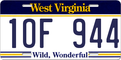 WV license plate 1OF944