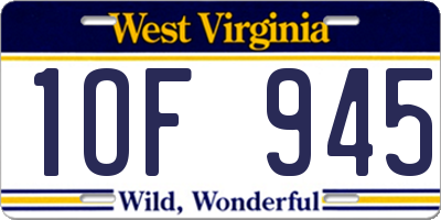 WV license plate 1OF945