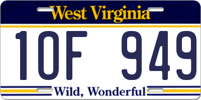 WV license plate 1OF949