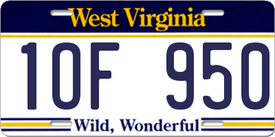 WV license plate 1OF950