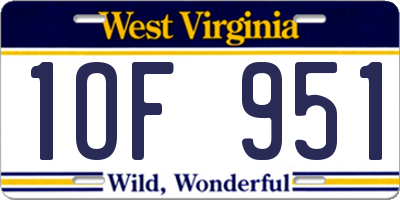WV license plate 1OF951