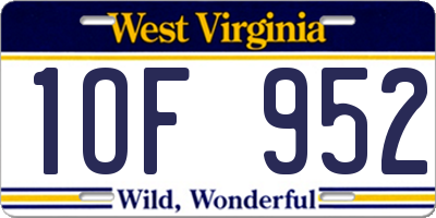 WV license plate 1OF952