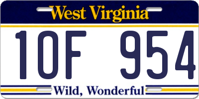 WV license plate 1OF954