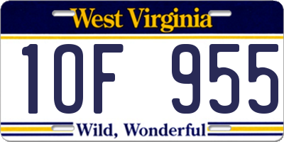 WV license plate 1OF955