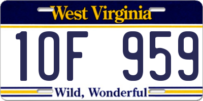 WV license plate 1OF959
