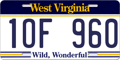 WV license plate 1OF960