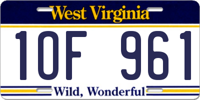 WV license plate 1OF961