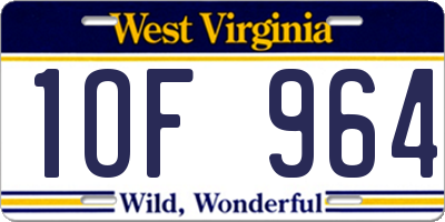 WV license plate 1OF964