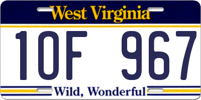 WV license plate 1OF967