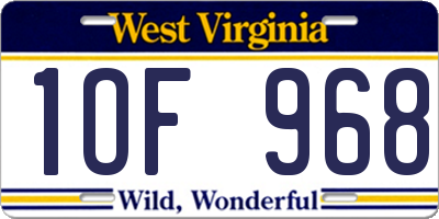 WV license plate 1OF968