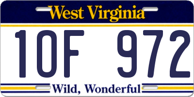 WV license plate 1OF972