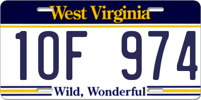WV license plate 1OF974
