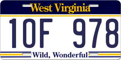 WV license plate 1OF978