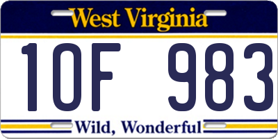 WV license plate 1OF983