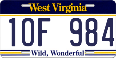 WV license plate 1OF984