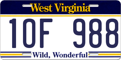 WV license plate 1OF988