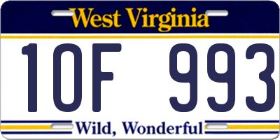 WV license plate 1OF993