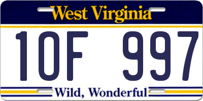 WV license plate 1OF997