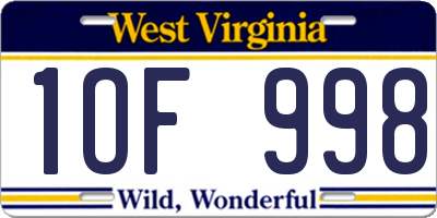 WV license plate 1OF998