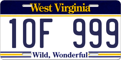 WV license plate 1OF999