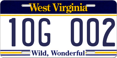 WV license plate 1OG002