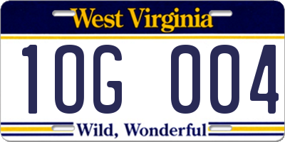 WV license plate 1OG004