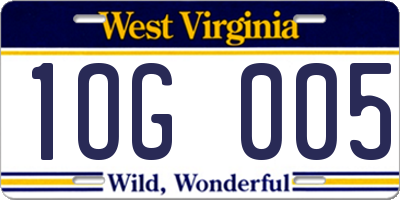 WV license plate 1OG005
