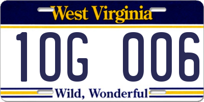 WV license plate 1OG006