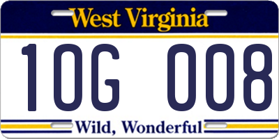 WV license plate 1OG008