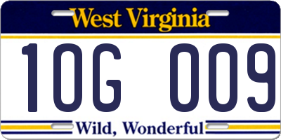 WV license plate 1OG009