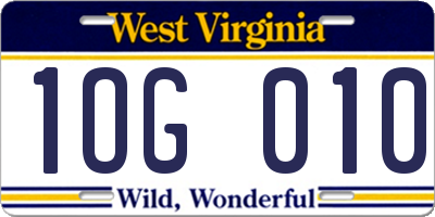 WV license plate 1OG010