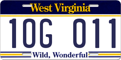 WV license plate 1OG011