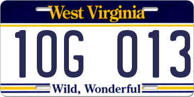 WV license plate 1OG013