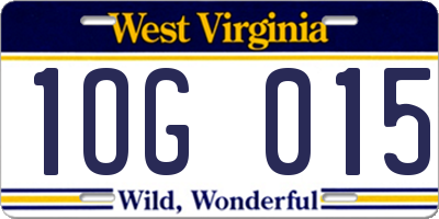 WV license plate 1OG015