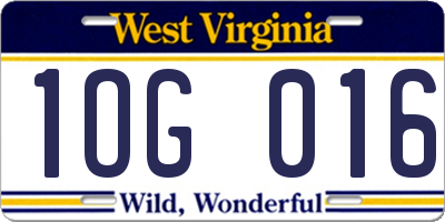 WV license plate 1OG016