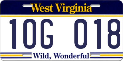 WV license plate 1OG018