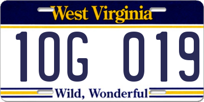 WV license plate 1OG019