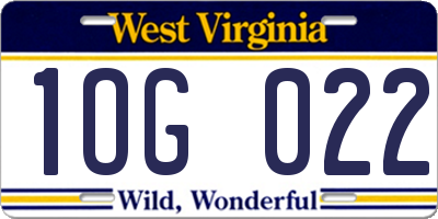 WV license plate 1OG022