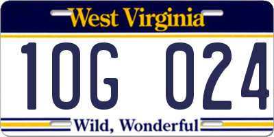 WV license plate 1OG024