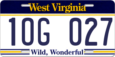 WV license plate 1OG027