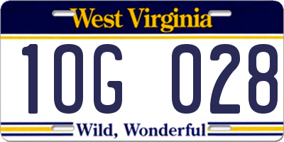 WV license plate 1OG028