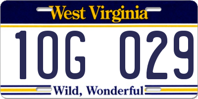 WV license plate 1OG029