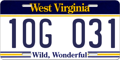 WV license plate 1OG031