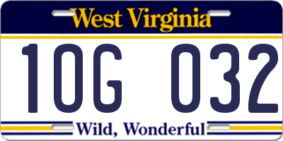 WV license plate 1OG032