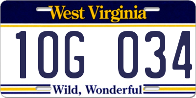 WV license plate 1OG034