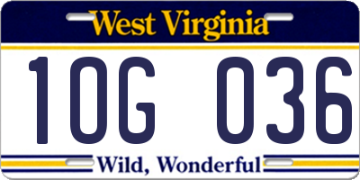 WV license plate 1OG036