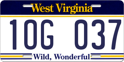 WV license plate 1OG037