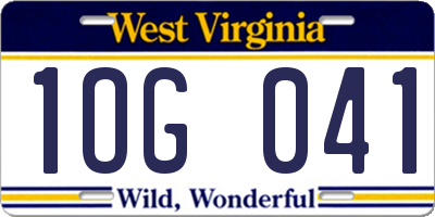 WV license plate 1OG041