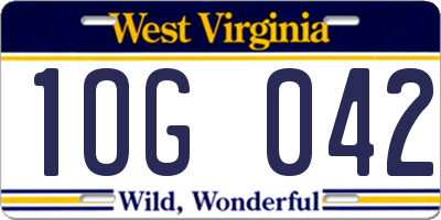 WV license plate 1OG042